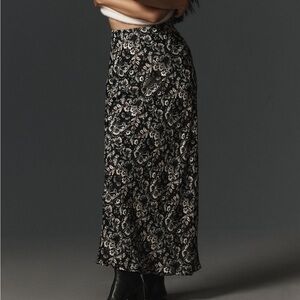 Anthropologie The Tilda Maxi Slip skirt, Black Floral & Cream Maxi Skirt